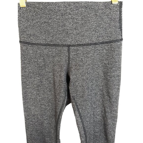 Lululemon Leggings Size 4 Black Gray Herringbone Lounge Comfort Workout Ankle - Picture 2 of 7